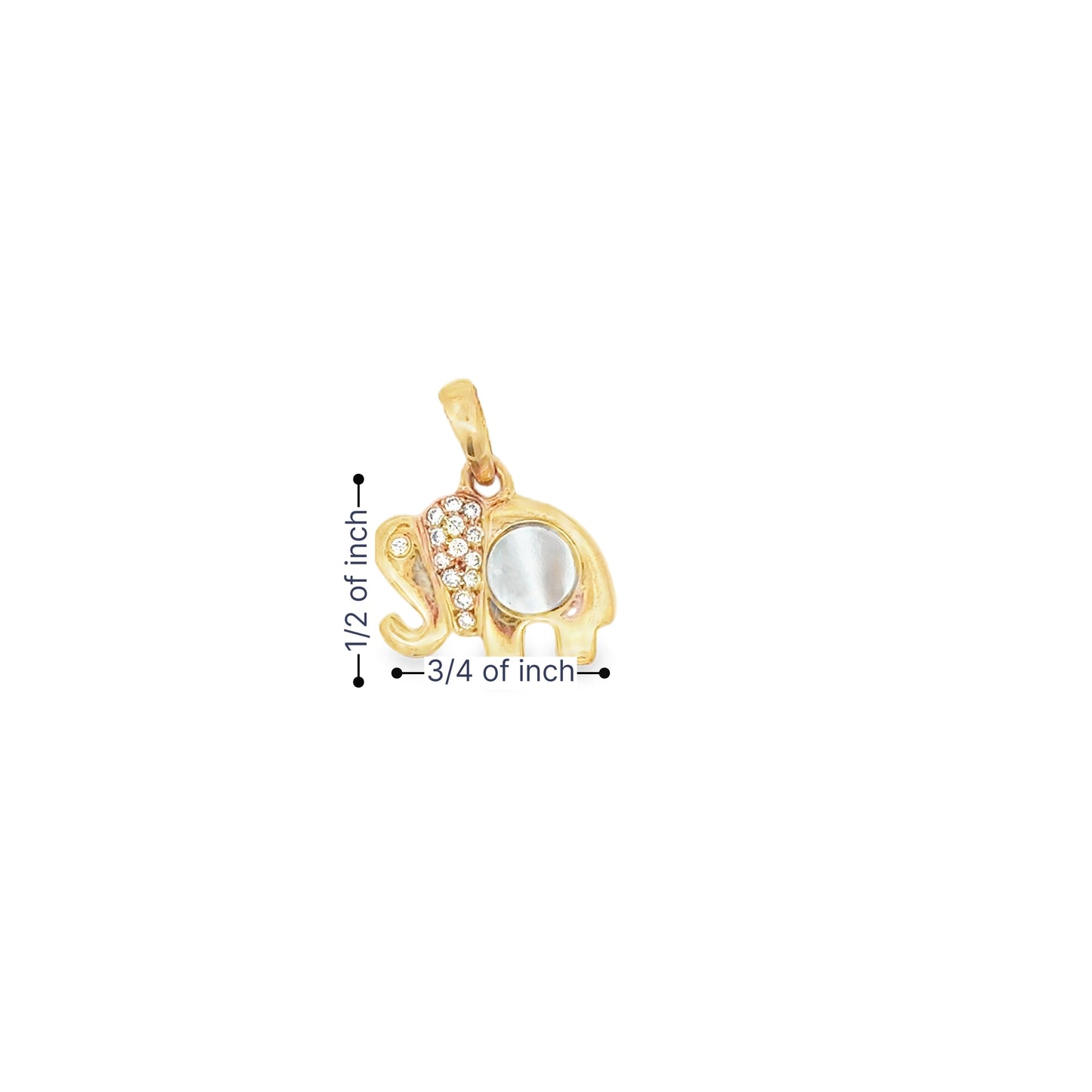 18kt yellow solid gold elephant charm with diamonds charm