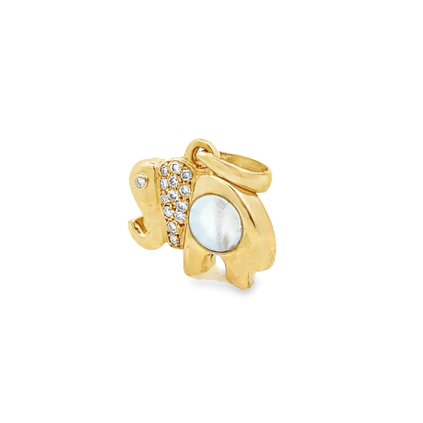 18kt yellow solid gold elephant charm with diamonds charm