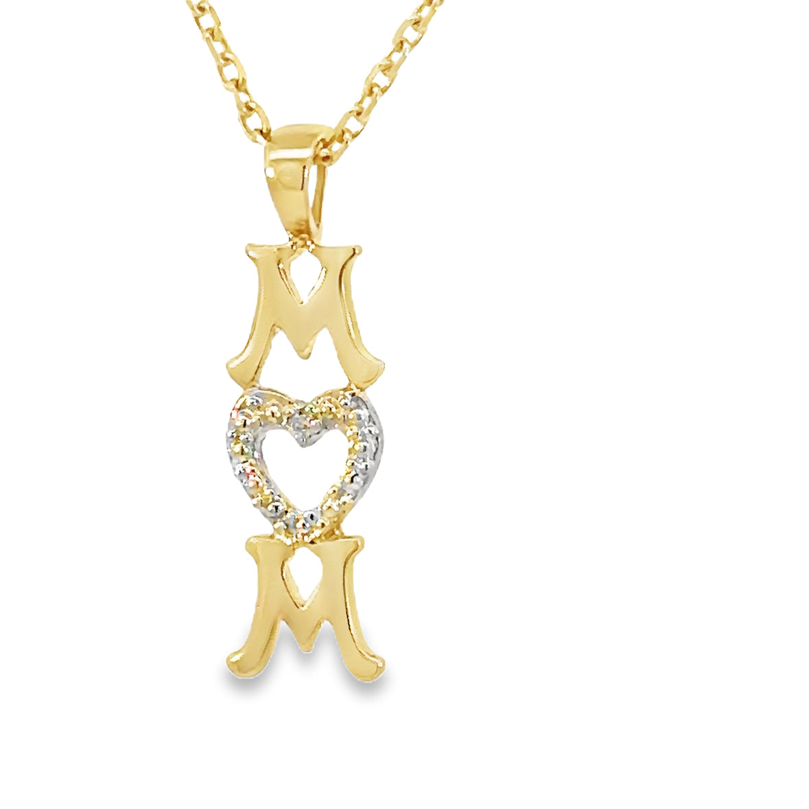 14kt yellow solid gold vintage mom pendant