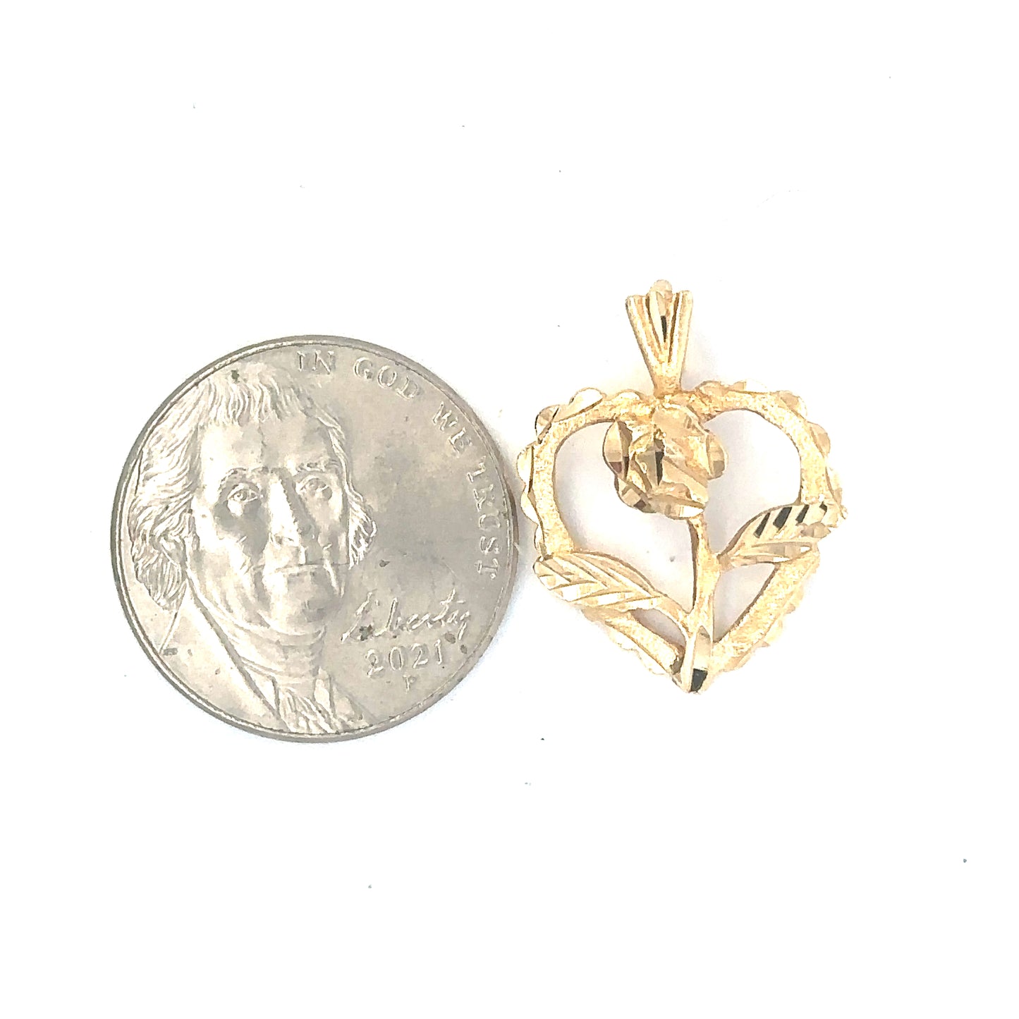 14kt yellow gold heart with rose vintage gold