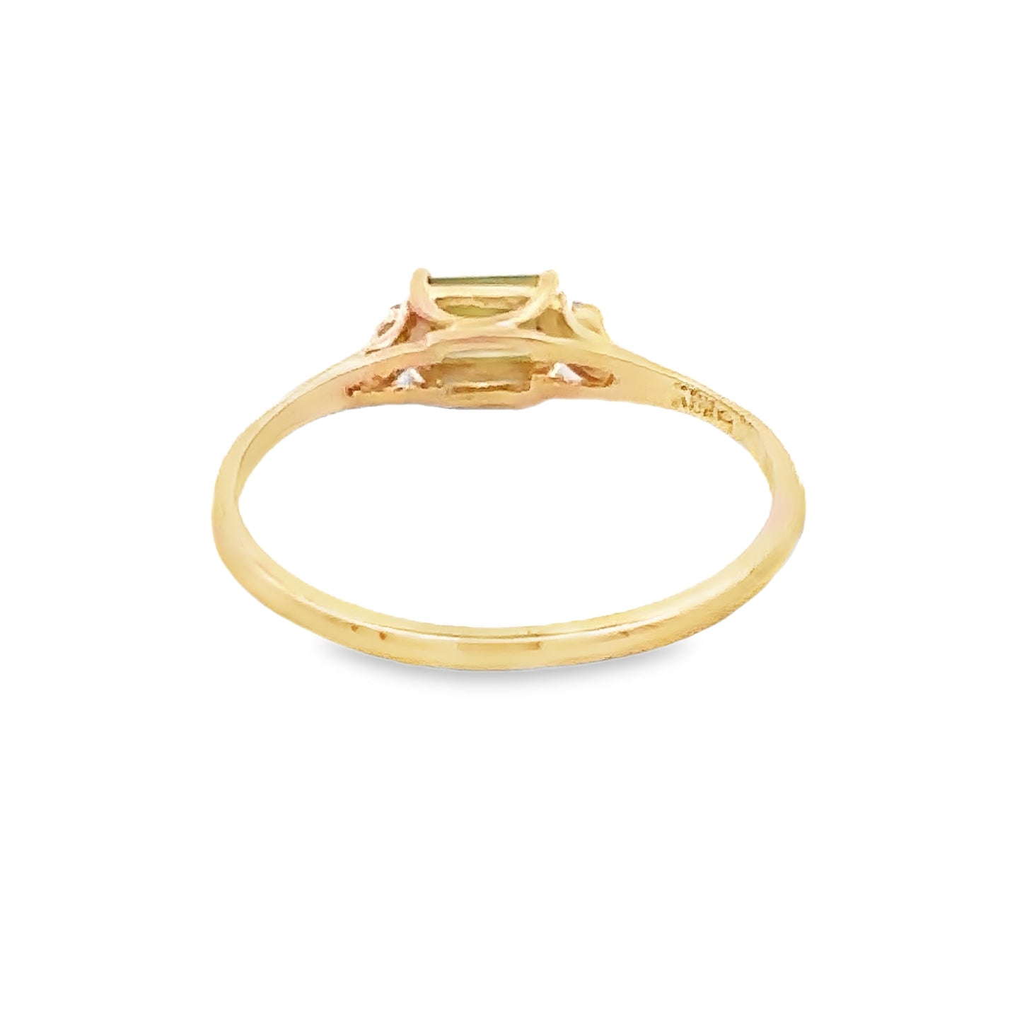 14kt yellow solid gold green tourmaline ring pre- owned