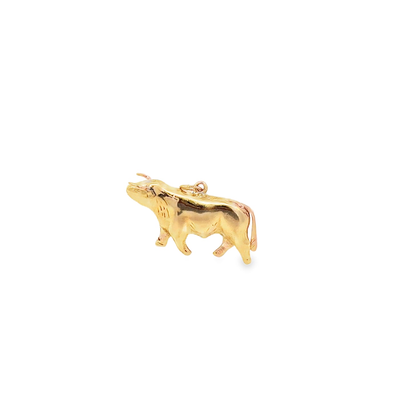 14kt yellow solid gold bull charm vintage