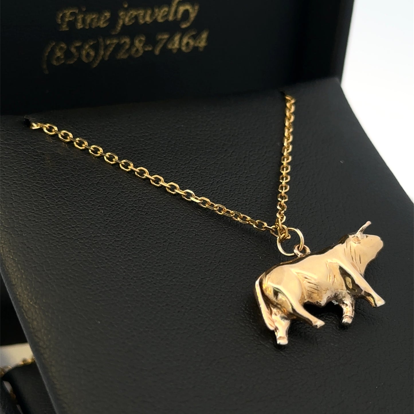 14kt yellow solid gold bull charm vintage