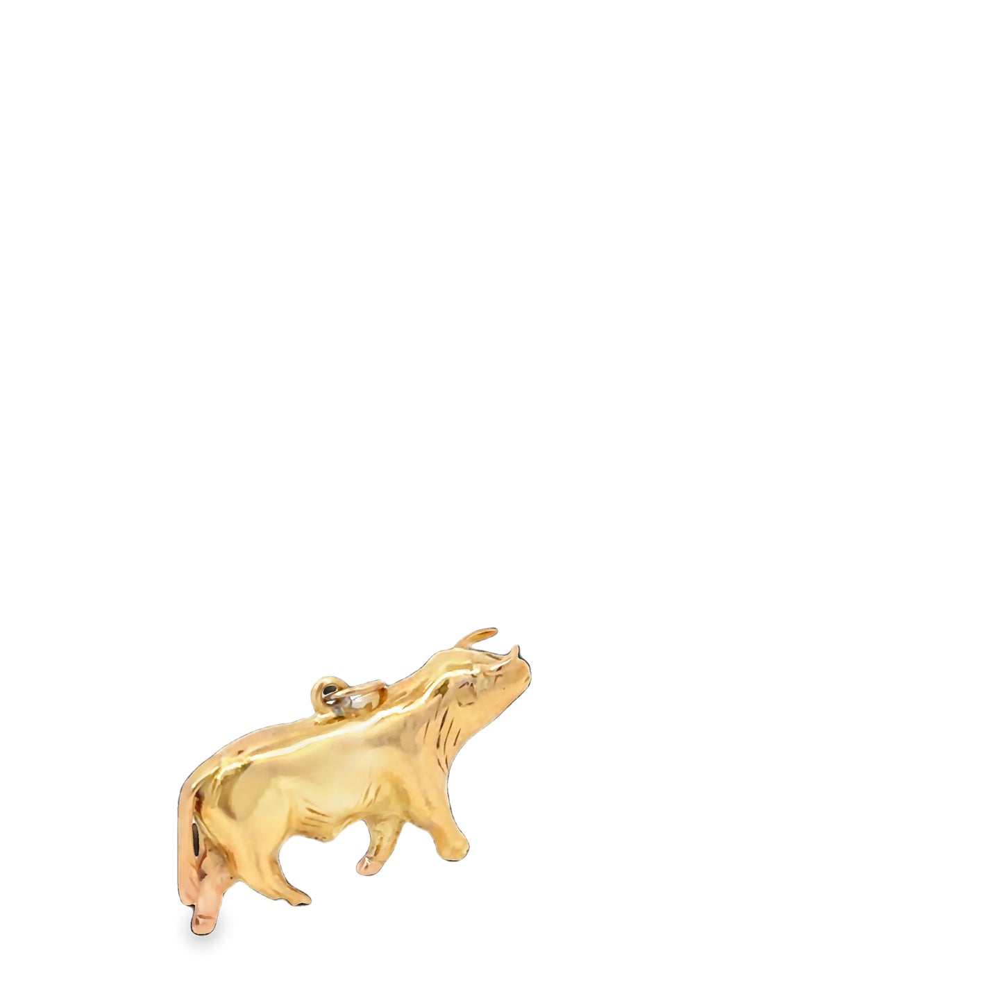 14kt yellow solid gold bull charm vintage