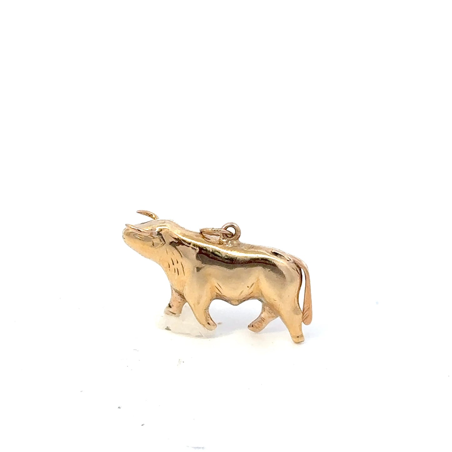 14kt yellow solid gold bull charm vintage