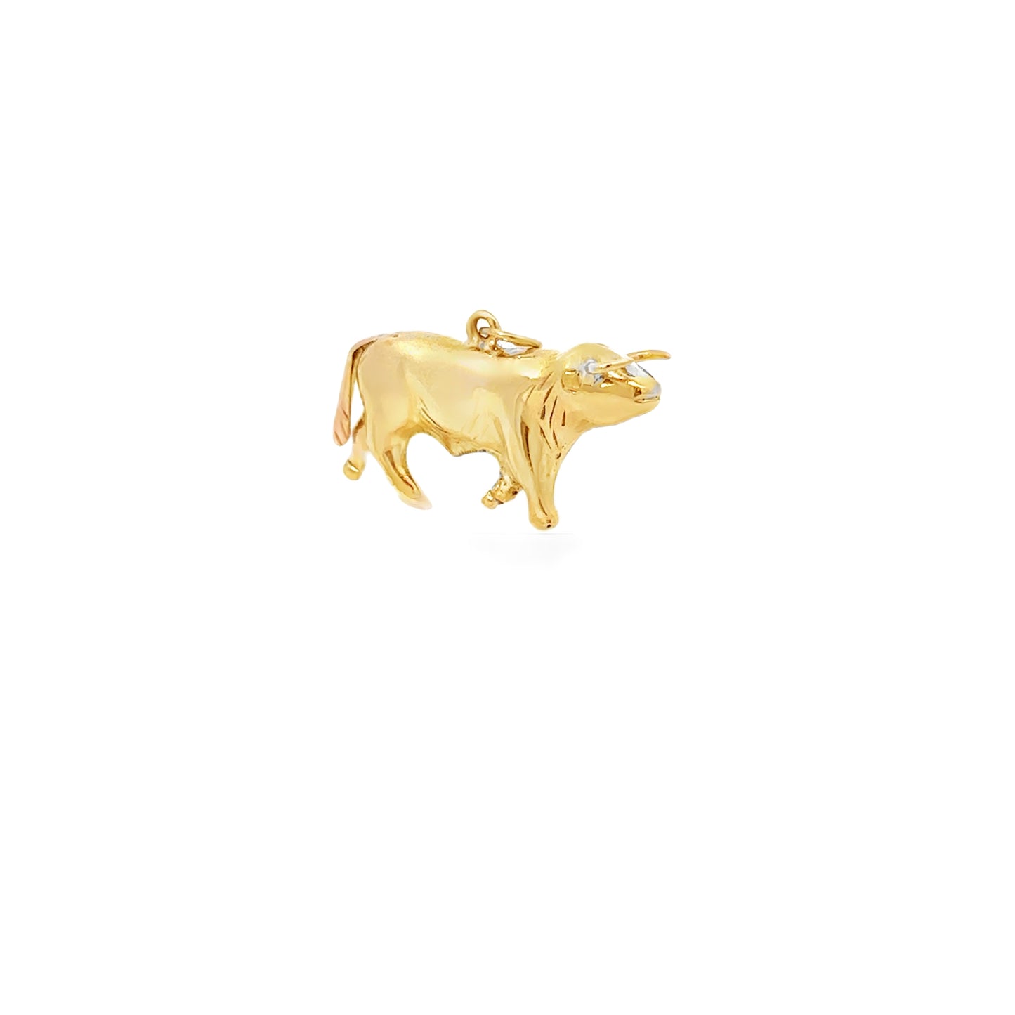 14kt yellow solid gold bull charm vintage