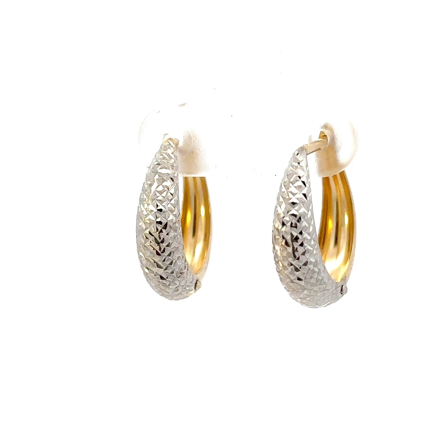 14kt solid yellow gold two tone earrings