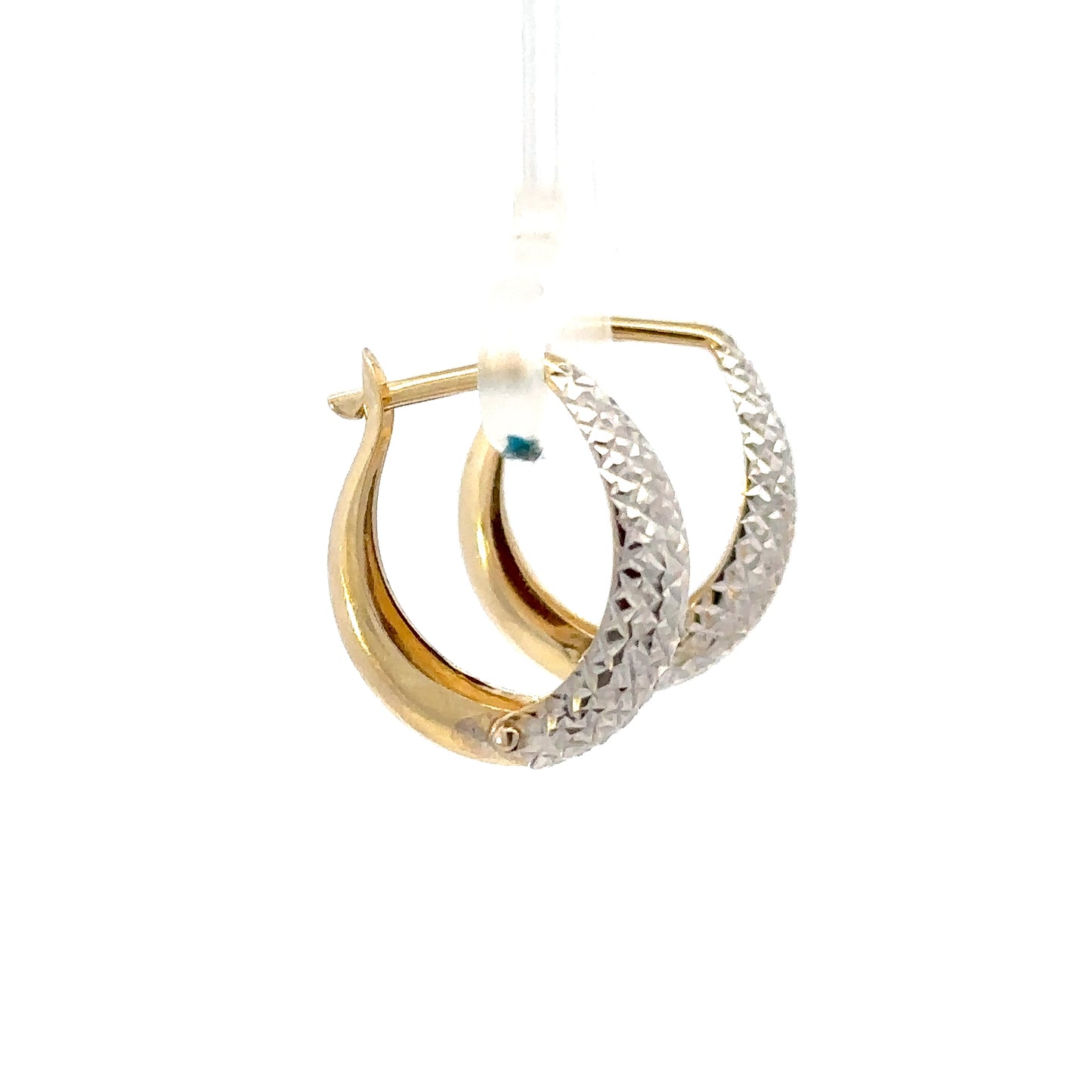 14kt solid yellow gold two tone earrings