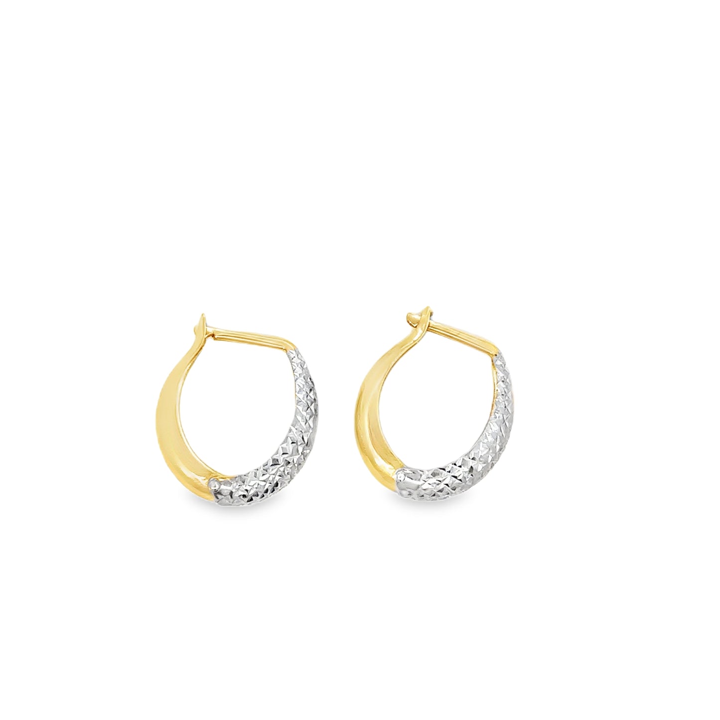 14kt solid yellow gold two tone earrings