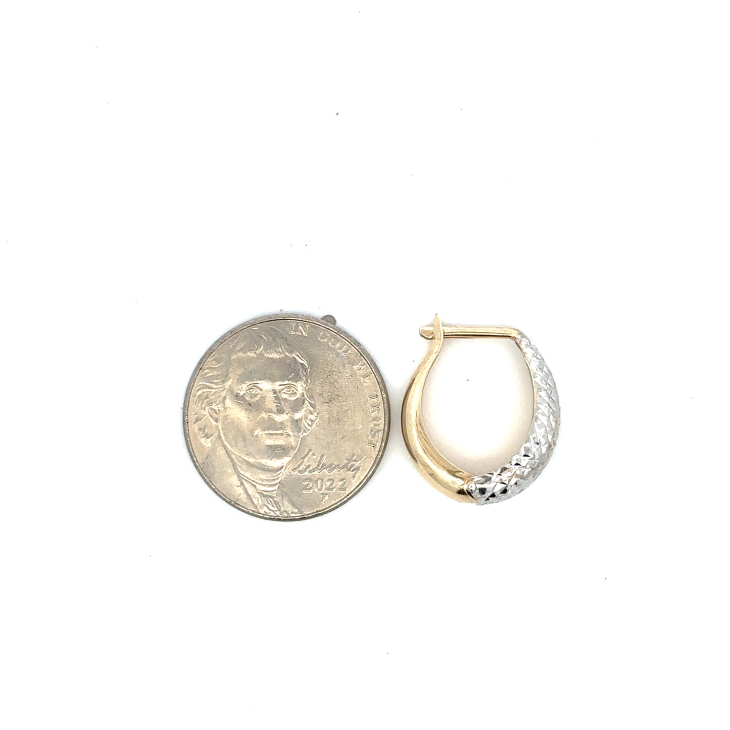 14kt solid yellow gold two tone earrings