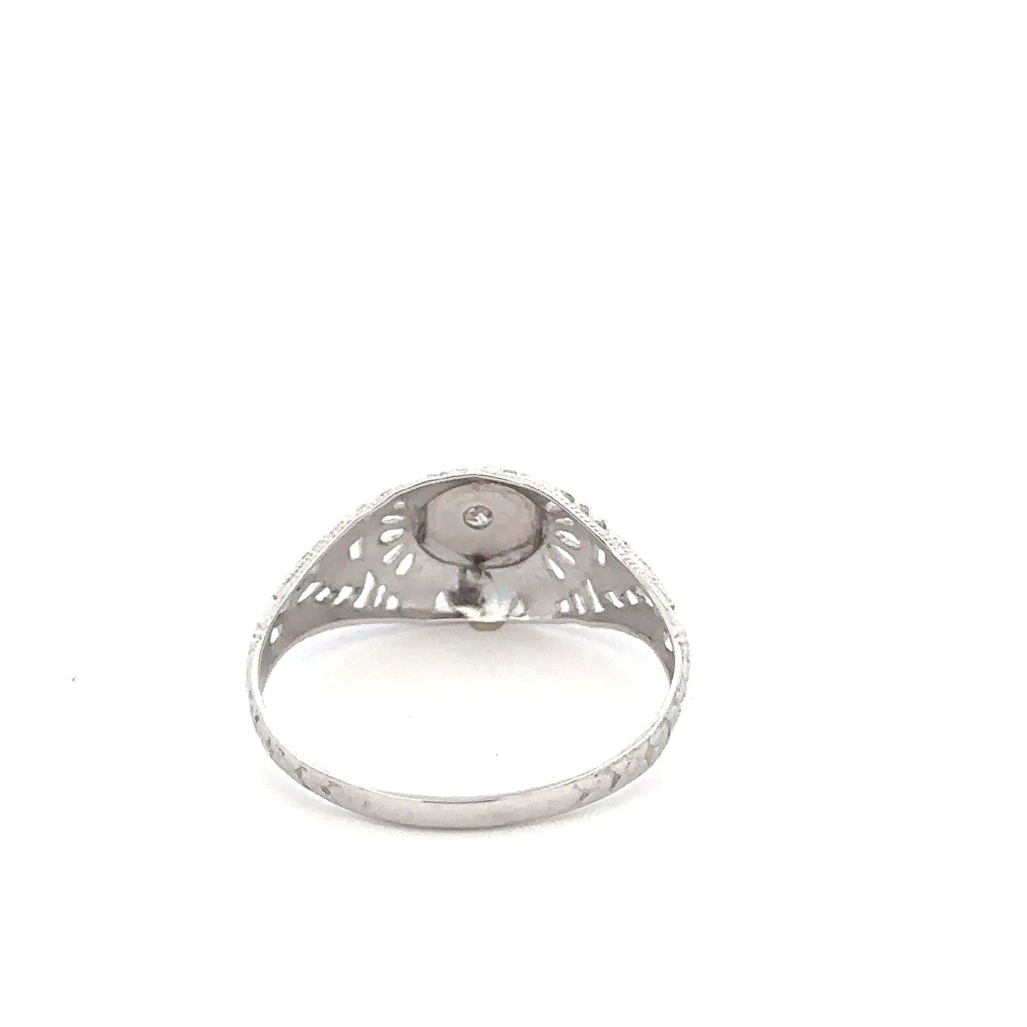18kt filigree solid white gold ring antique style
