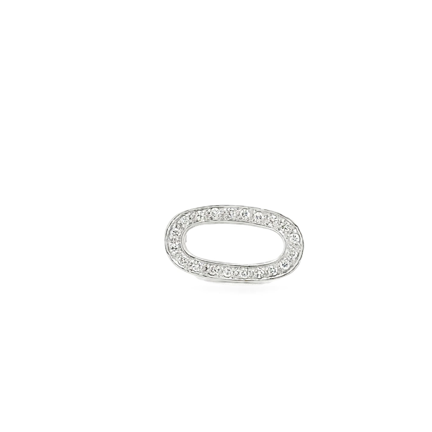 14kt white solid gold oval diamond pin vintage