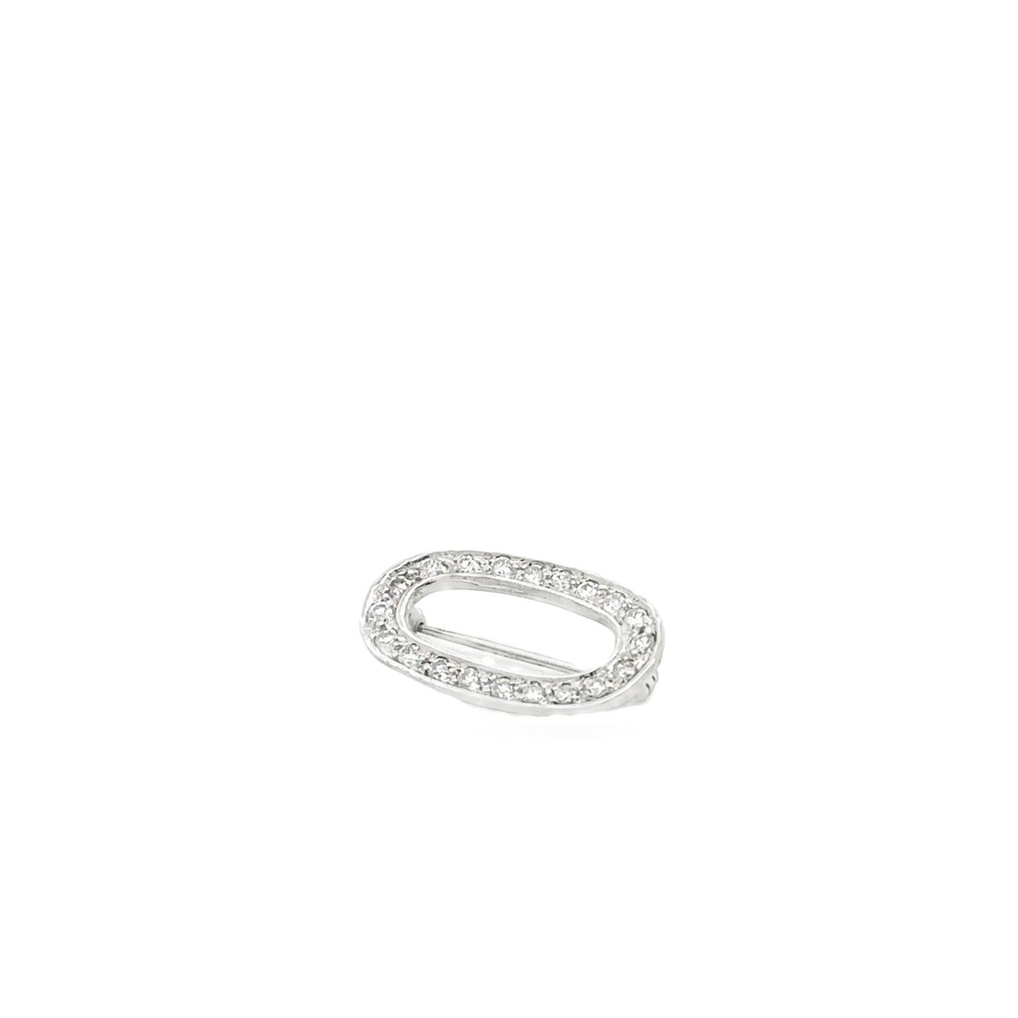 14kt white solid gold oval diamond pin vintage
