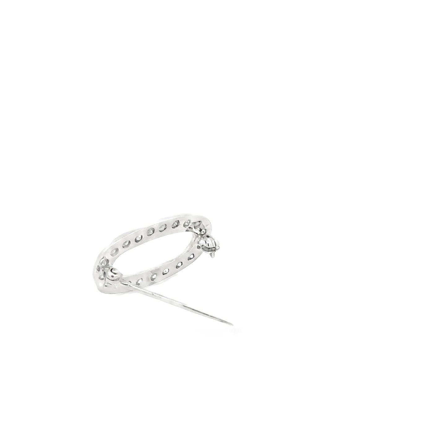14kt white solid gold oval diamond pin vintage