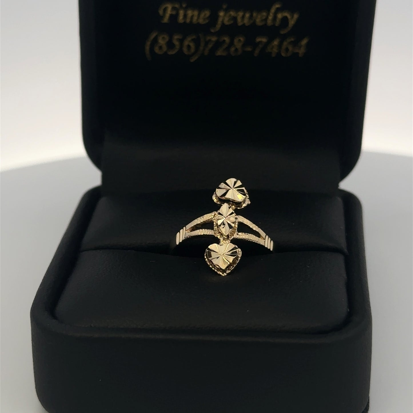 14kt solid gold double heart ring