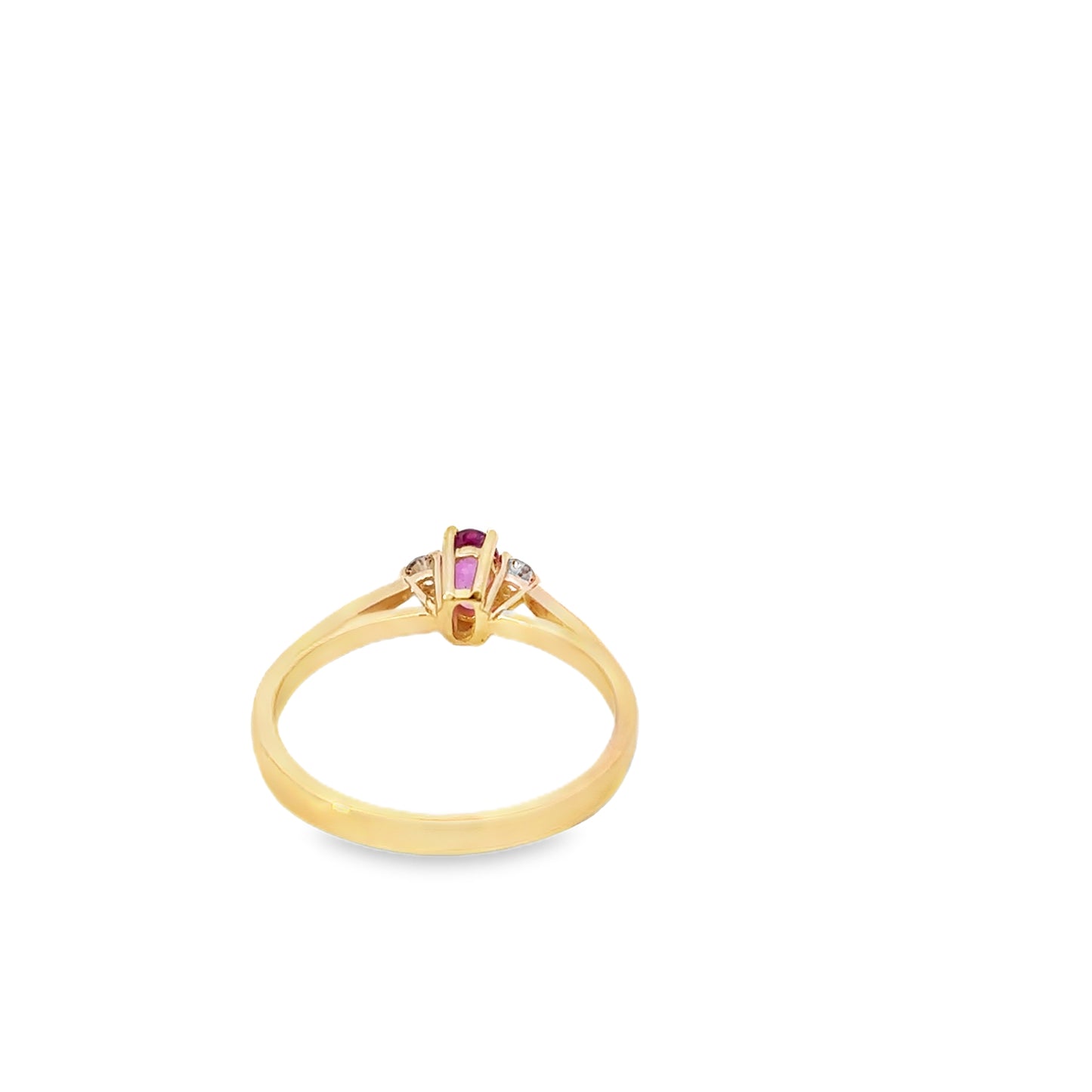 14kt yellow solid gold ruby and diamond vintage ring