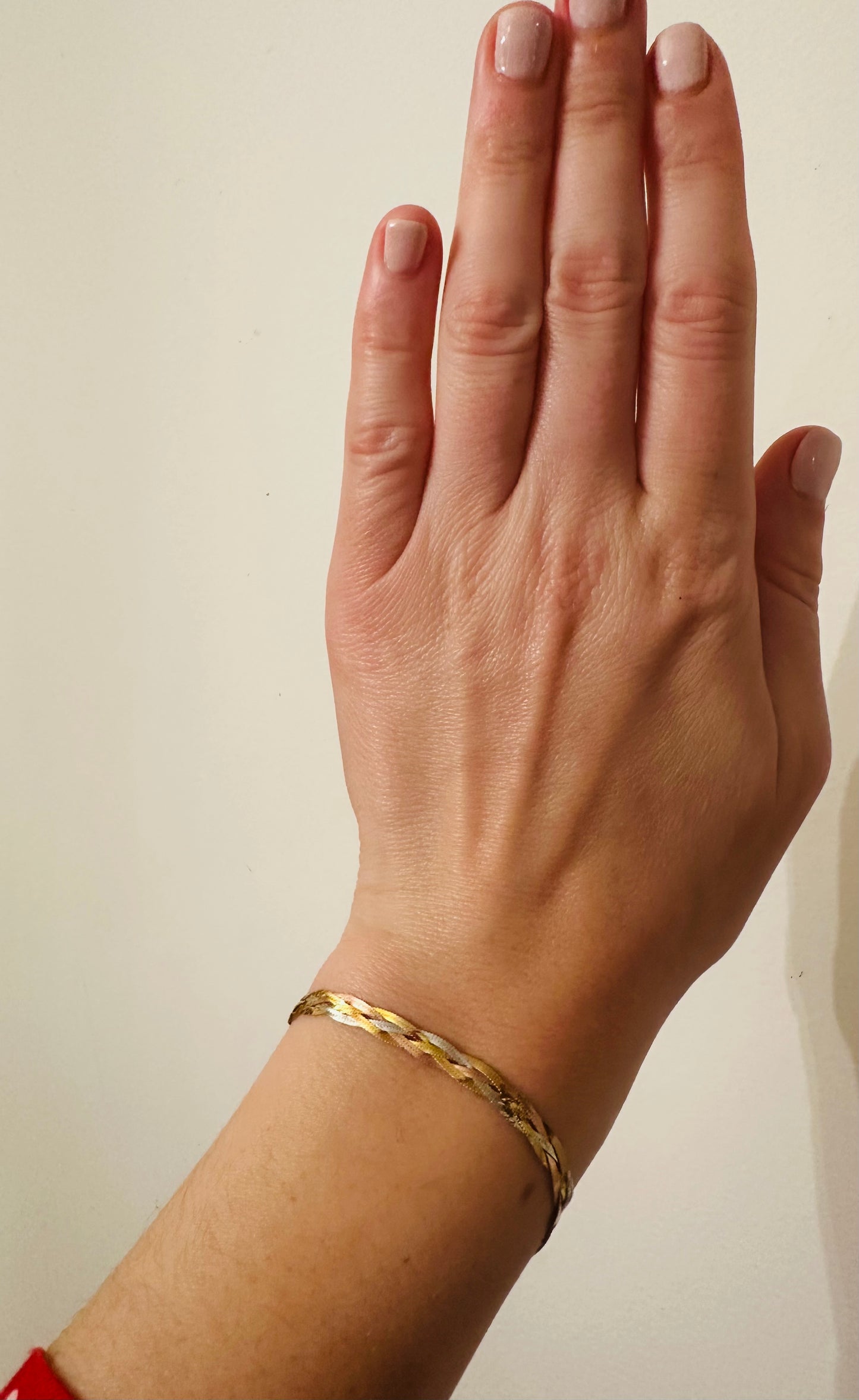14ky solid gold braided bracelet Tri Color gold