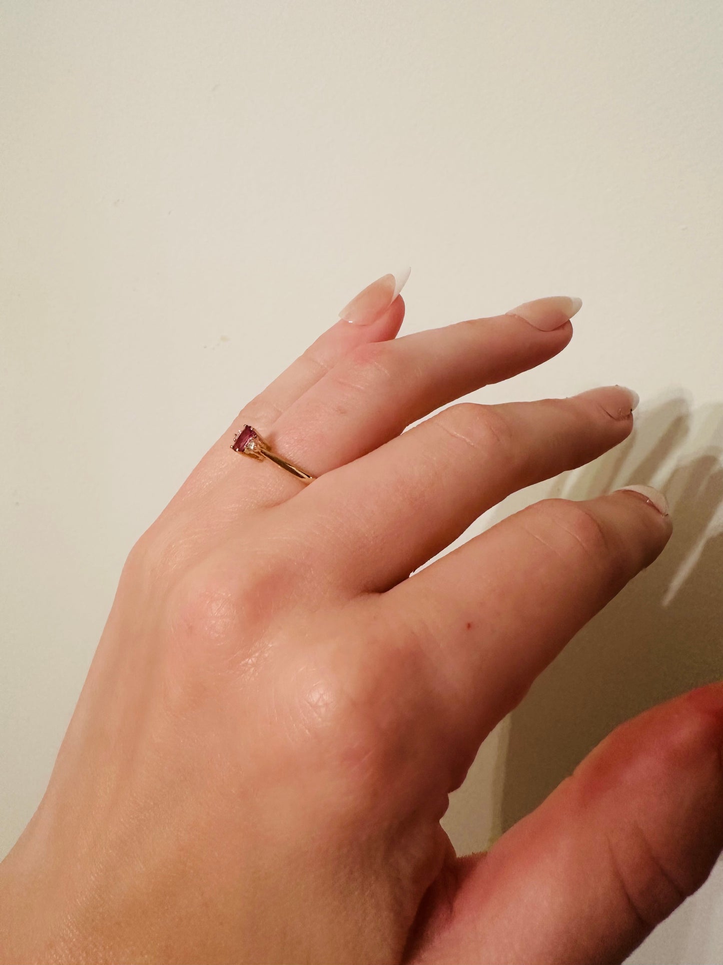 14kt yellow solid gold ruby and diamond vintage ring