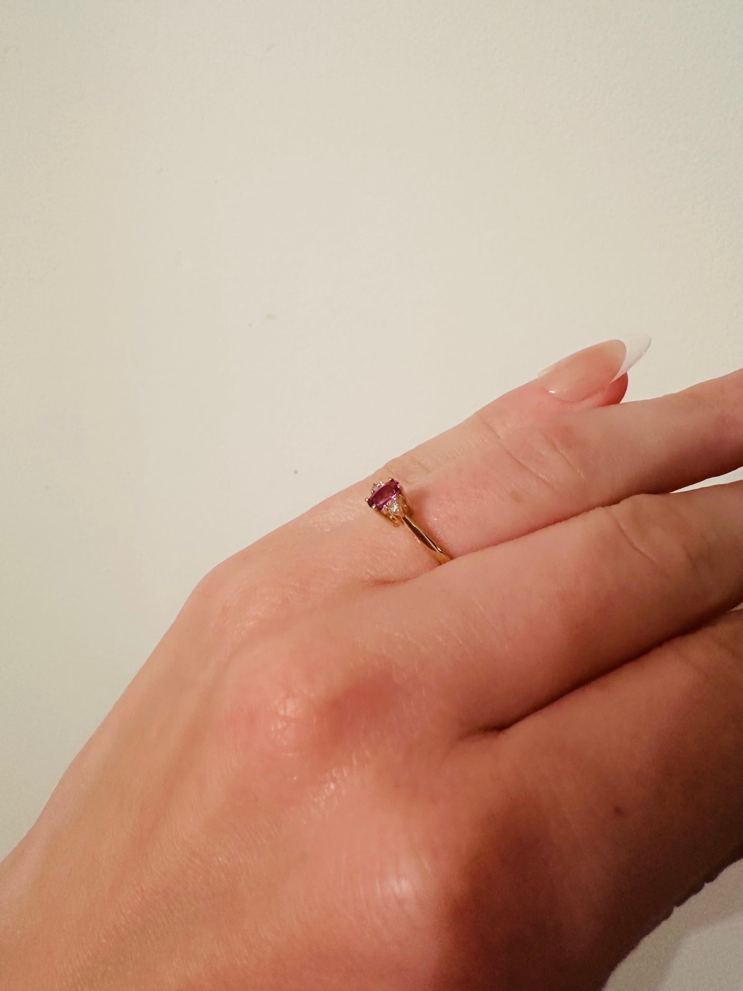 14kt yellow solid gold ruby and diamond vintage ring