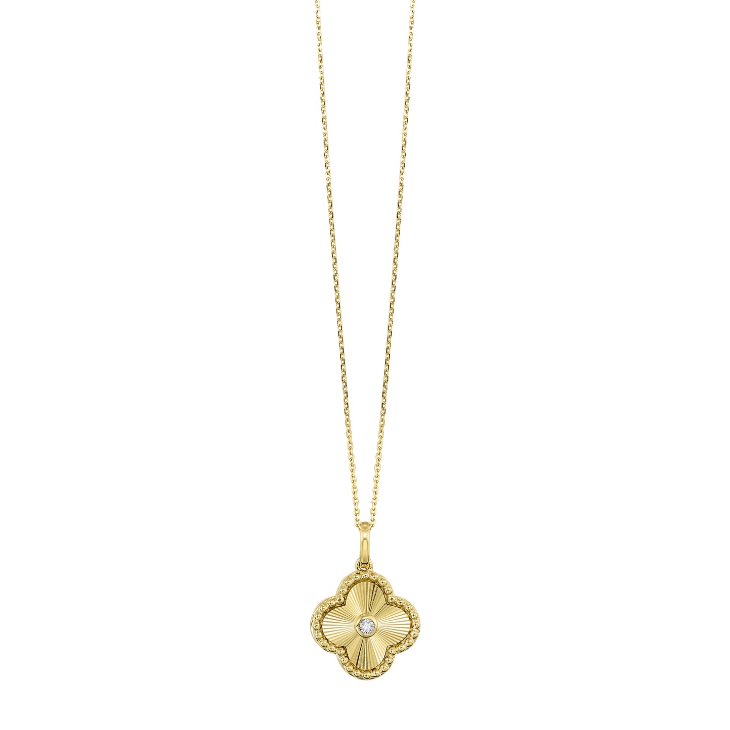 14Kt Yellow Gold Clover Diamond 1/20Ctw Pendant