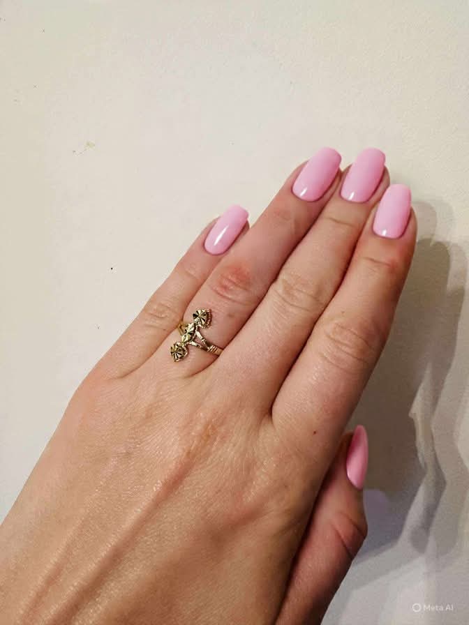 14kt solid gold double heart ring