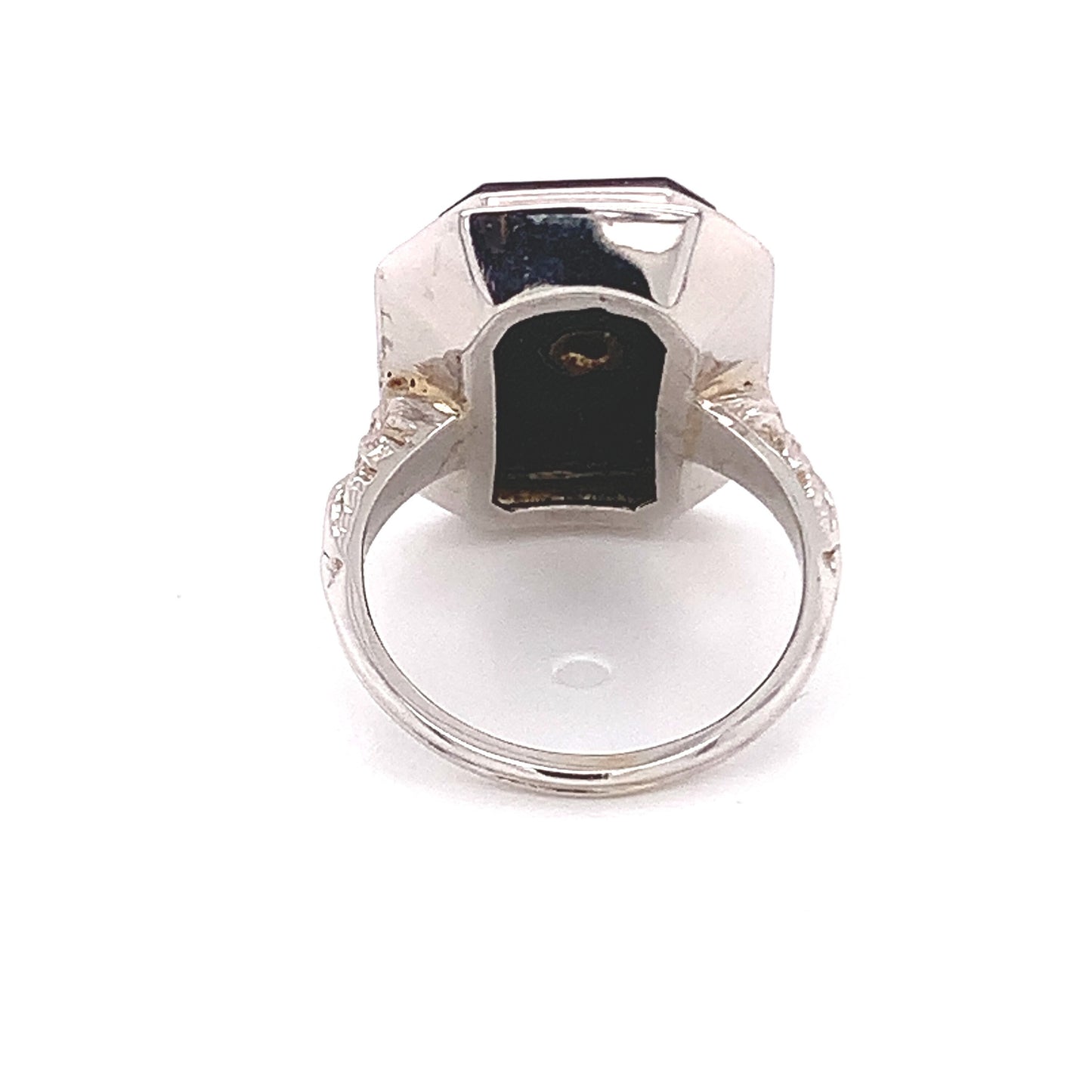 14kt solid White Gold Ring Antique/Onyx Diamond