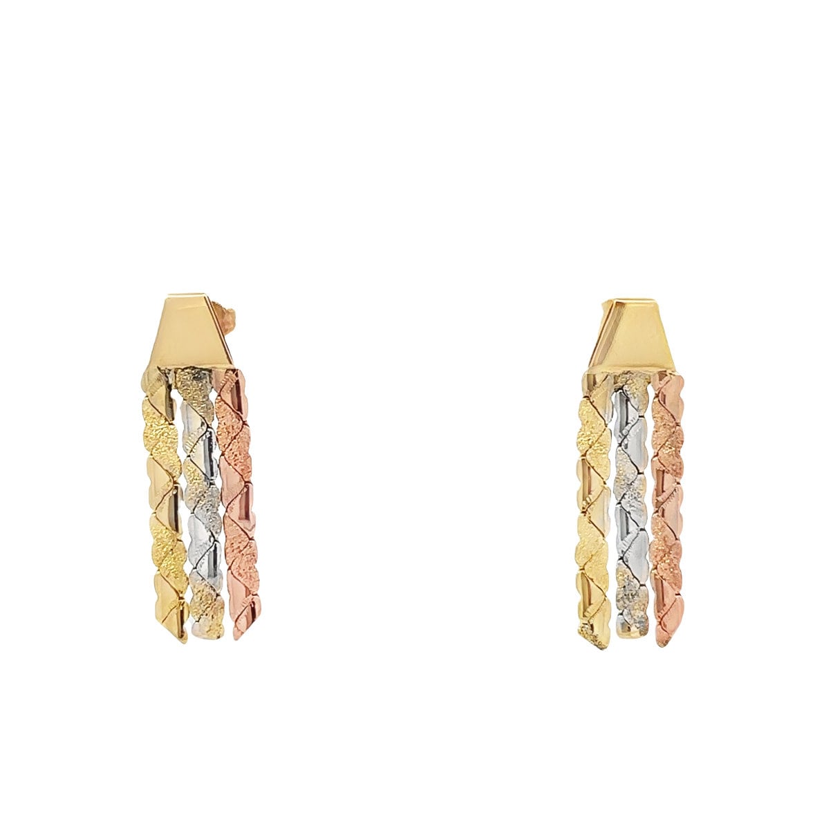 14kt tri color earrings vintage