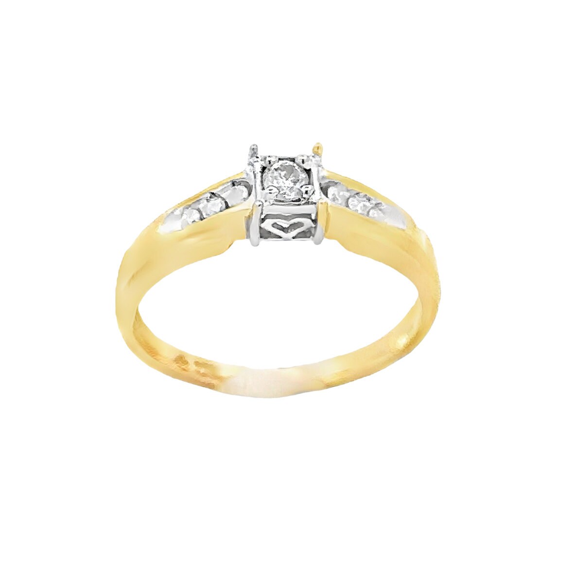 10kt yellow solid gold diamond vintage engagement ring