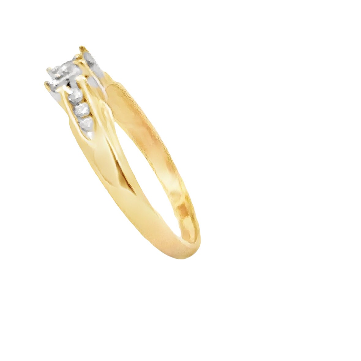 10kt yellow solid gold diamond vintage engagement ring