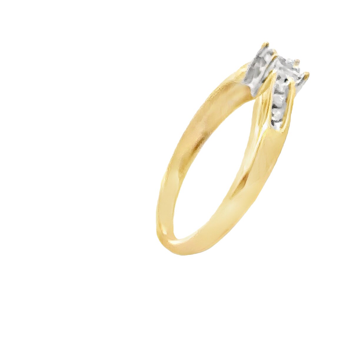10kt yellow solid gold diamond vintage engagement ring