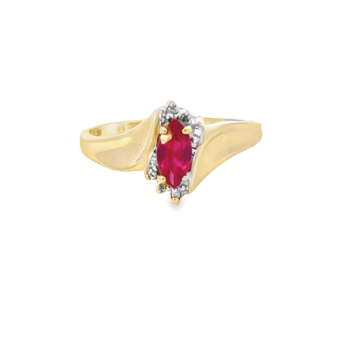 10kt yellow gold vintage ring red stone solid gold