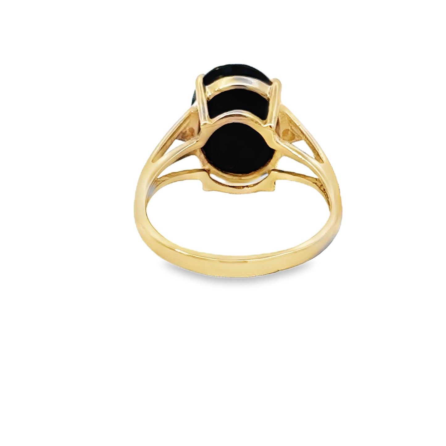 14KT yellow solid gold onyx and diamond vintage ring