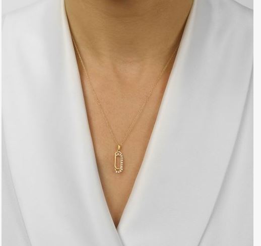 Diamond Paper Clip Pendant
