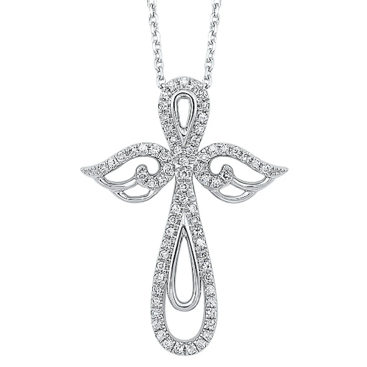 Diamond Cross Angel Wings