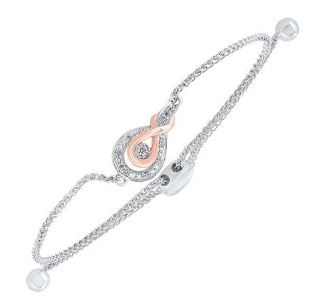 Sterling Silver and Rose Gold Bolo Bracelet