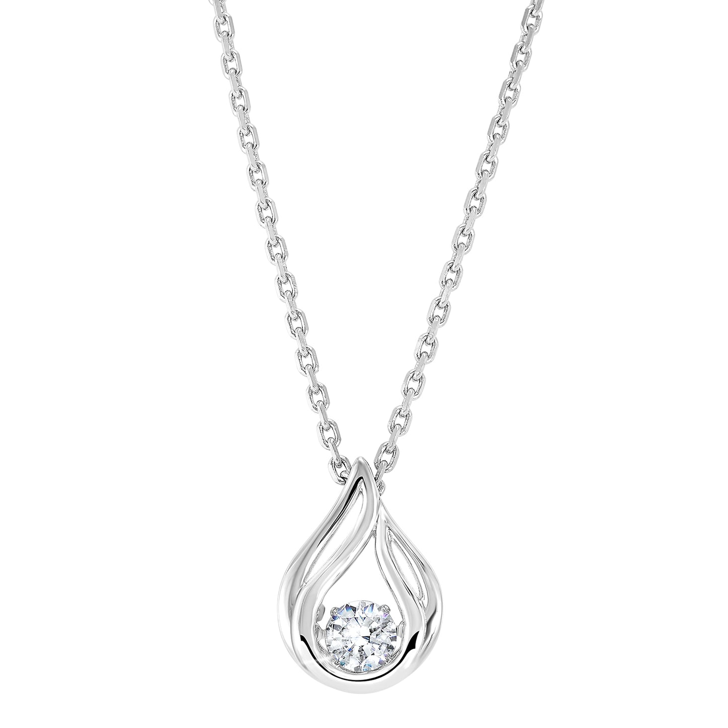 Tear Drop Sterling Silver CZ Pendant