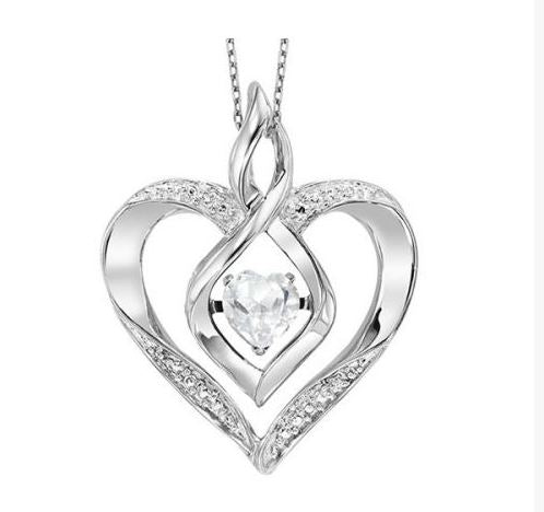 April Birthstone Diamond Heart Necklace