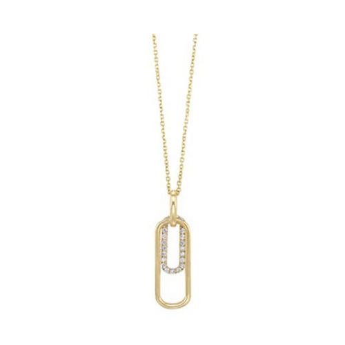Paper Clip Necklace -10kt Yellow Gold Diamonds