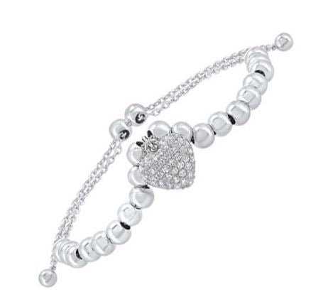 Puff Heart CZ Bolo Bracelet