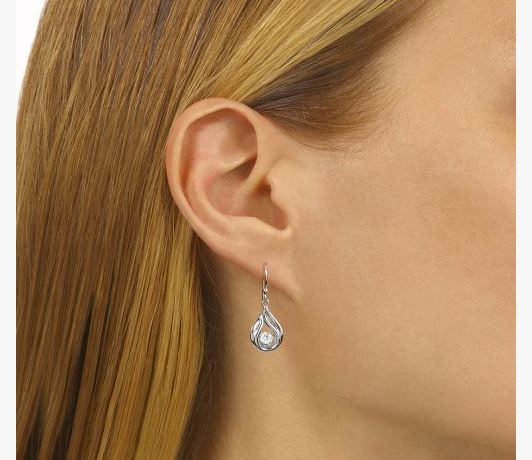 Diamond Teardrop Dangle Earrings in Sterling Silver