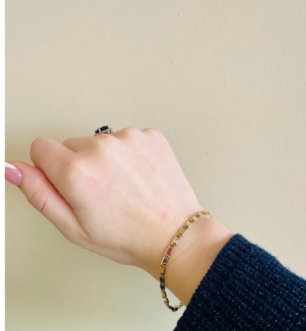 14kt yellow gold flat link bracelet solid gold
