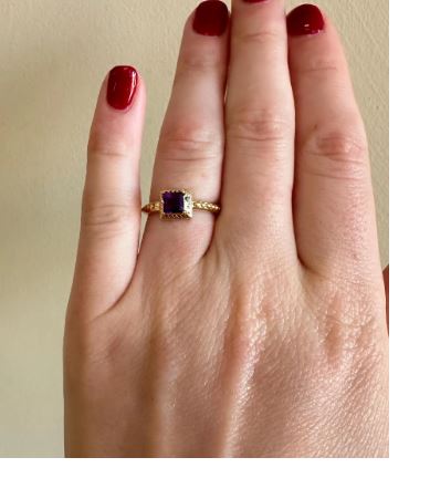 10kt solid yellow gold amethyst vintage ring