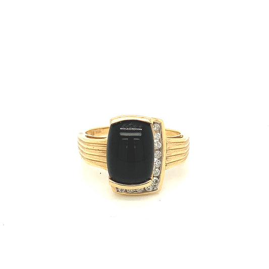 14kt yellow solid gold onyx ring