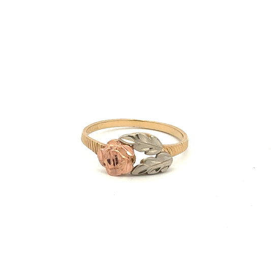 10kt tri color rose vintage ring