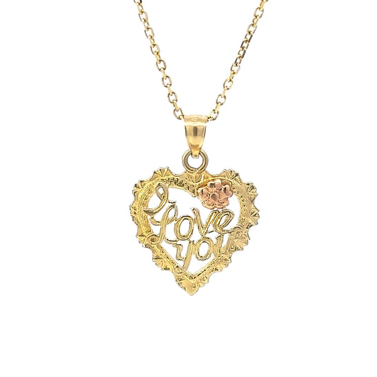 14kt yellow solid gold I love you charm