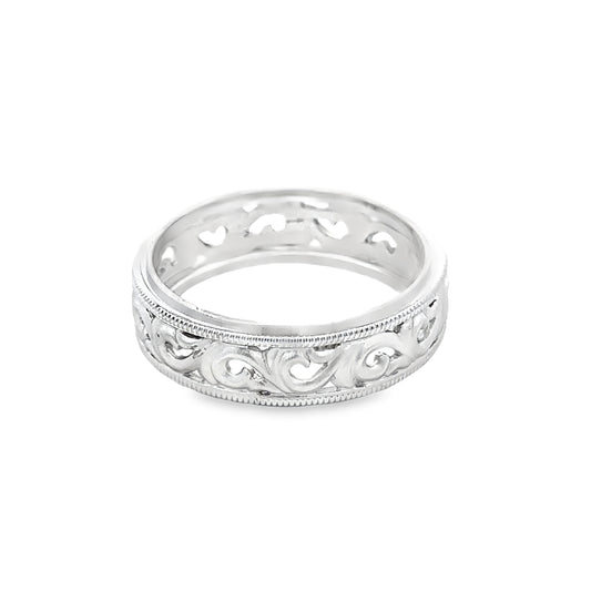 14kt white solid gold wedding band