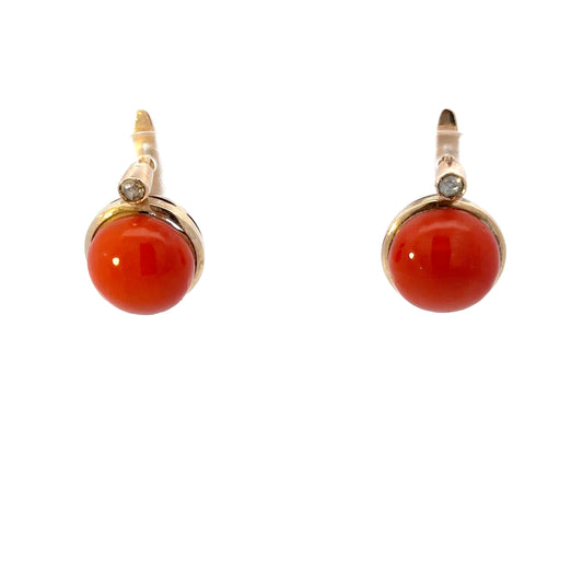 18kt yellow gold antique coral earrings