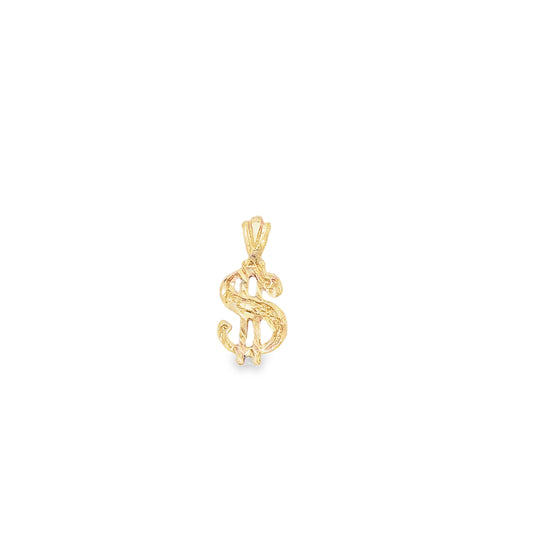 14kt yellow gold dollar sign charm