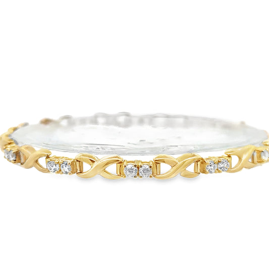 14kt yellow  solid gold vintage CZ bracelet