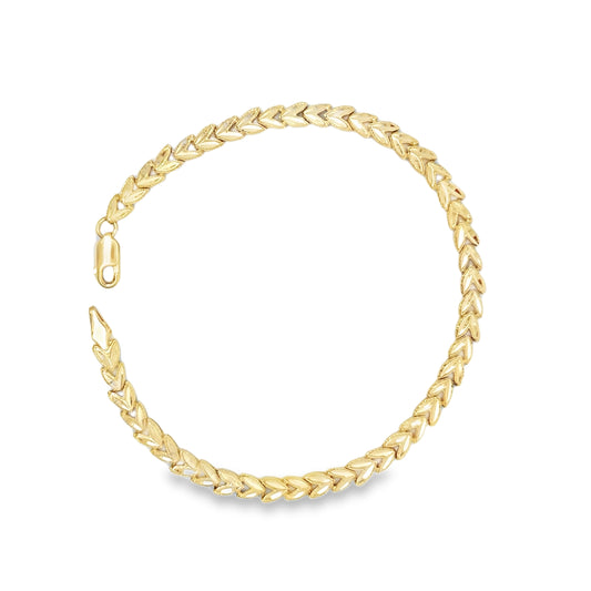 14kt yellow solid gold leaf link bracelet